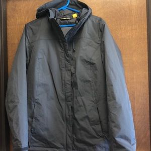 Cabela’s grey water-proof, lined jacket & hood.